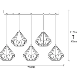 Kattovalaisin Linento Lighting Diamond, 5-osainen, musta
