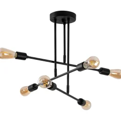 Kattovalaisin Linento Lighting Flower, 75x75cm, 6-osainen, musta
