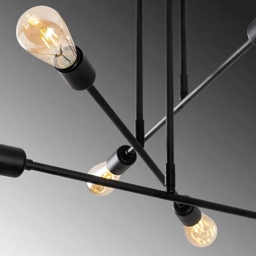 Kattovalaisin Linento Lighting Flower, 75x75cm, 6-osainen, musta