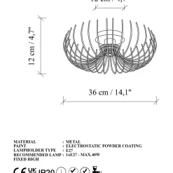 Kattovalaisin Linento Lighting Karsortel, Ø36cm, E27, max. 40W, IP20, kulta