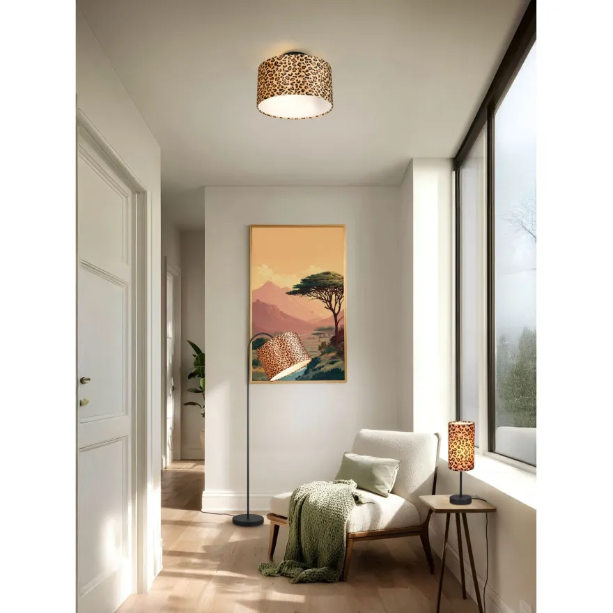 Kattovalaisin Trio Pardina Ø30cm 2xE14 mattamusta/leopardi