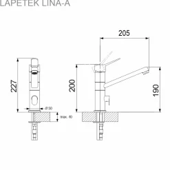 Keittiöallas Blanco Dalago 6 ja Lapetek Lina 20-A keittiöhana, APK-liitäntä, antrasiitti