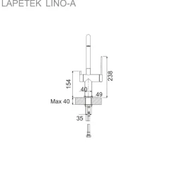 Keittiöallas Lapetek Luna-X 340-IFA 505x390mm rst + keittiöhana Lapetek Lino-A, APK-venttili, kromi