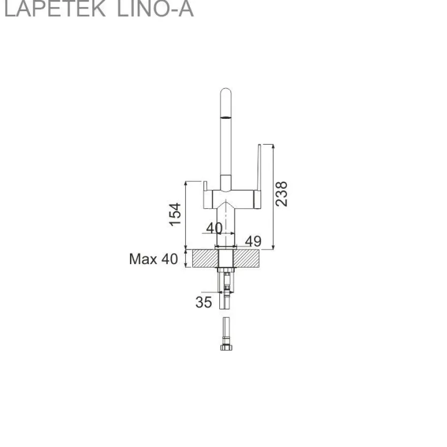 Keittiöallas Lapetek Luna-X 340-IFA 505x390mm rst + keittiöhana Lapetek Lino-A, APK-venttili, kromi