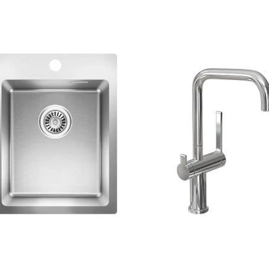 Keittiöallas Lapetek Luna-X 340-IFA 505x390mm rst + keittiöhana Lapetek Lino-A, APK-venttili, kromi