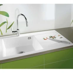 Keittiöallas Lavabo Mera 100 SL, 1000x510mm, vasen, keramiikka, valkoinen, eri pohjaventtiilin värejä
