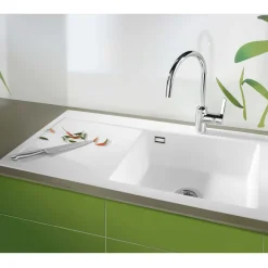 Keittiöallas Lavabo Mera 100 SL, 1000x510mm, vasen, keramiikka, valkoinen, eri pohjaventtiilin värejä