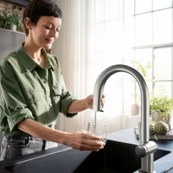 Keittiöhana Hansgrohe Aqittura M91 FilterSystem 210, ulosvedettävä juoksuputki 1jet, ruostumaton teräs