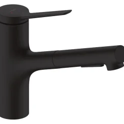 Keittiöhana Hansgrohe Zesis M33 150 2 jet, ulosvedettävä juoksuputki, sBox lite, mattamusta