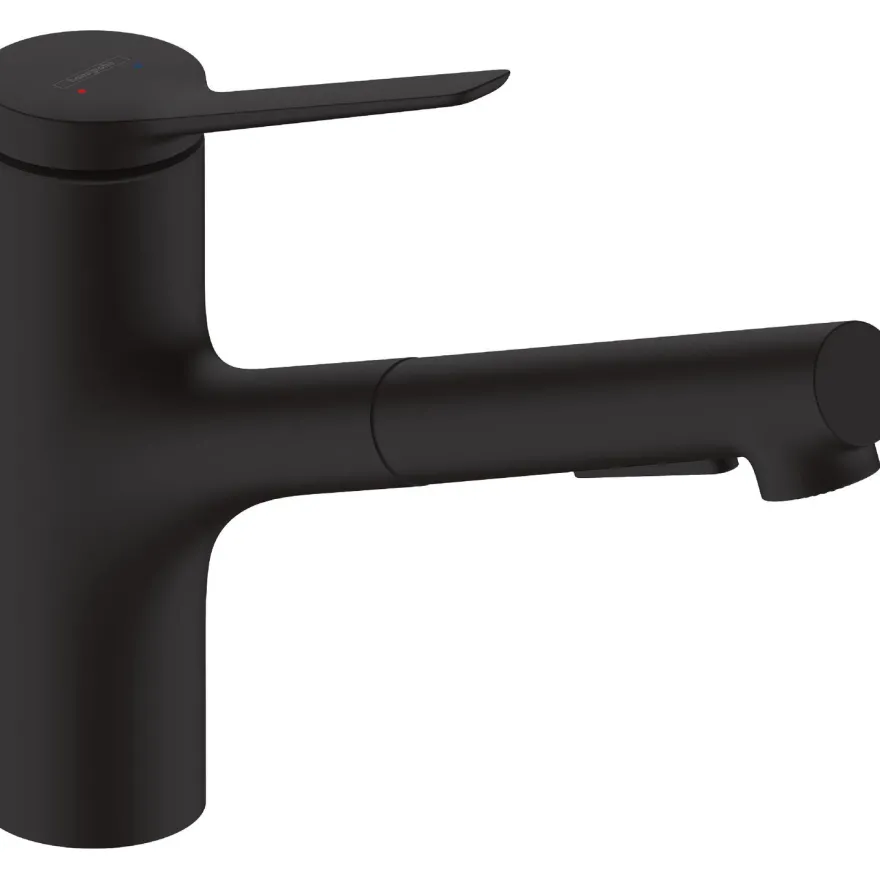Keittiöhana Hansgrohe Zesis M33 150 2 jet, ulosvedettävä juoksuputki, sBox lite, mattamusta