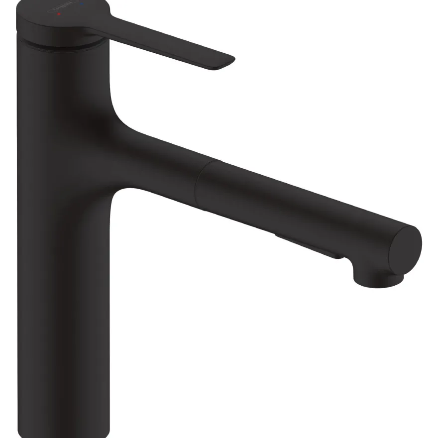 Keittiöhana Hansgrohe Zesis M33 160, ulosvedettävä juoksuputki, 2 jet, mattamusta