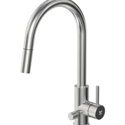 Keittiöhana INOX by Tammiholma Q1, ulosvedettävä juoksuputki ja APK-venttiili, harjattu teräs