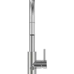 Keittiöhana INOX by Tammiholma Q1, ulosvedettävä juoksuputki ja APK-venttiili, harjattu teräs
