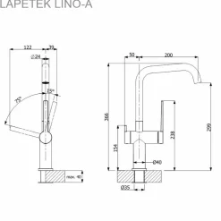 Keittiöhana Lapetek Lino-A, APK-liitäntä, antrasiitti