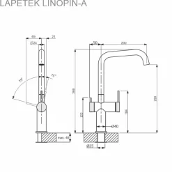 Keittiöhana Lapetek Linopin-A, mattamusta, APK-liitäntä