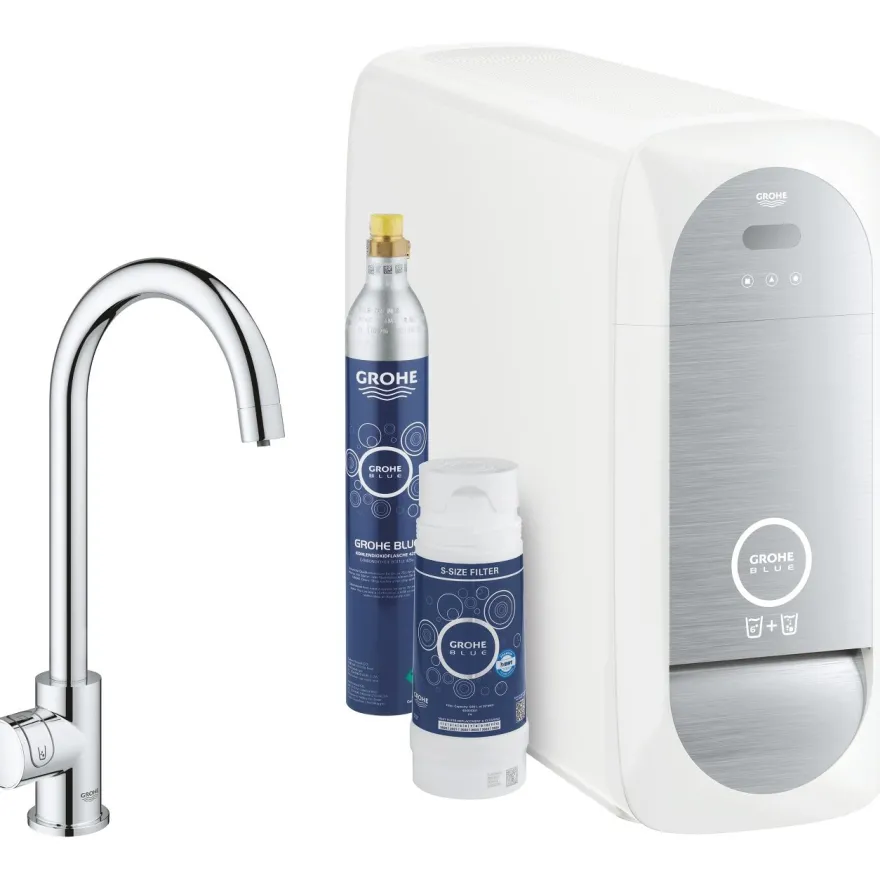 Keittiöhanapaketti Grohe Blue Mono, hiilihapotusjäähdyttimellä, kromi