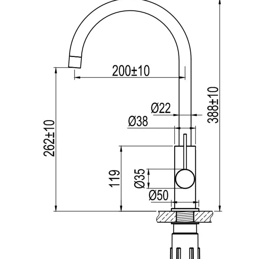 Keittiöhana Scandtap Steel Equip Scrap D, APK-liitäntä, harmaa
