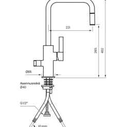 Keittiöhana Tapwell Arman ARM887, APK-liitäntä, ulosvedettävä juoksuputki, Matte Black