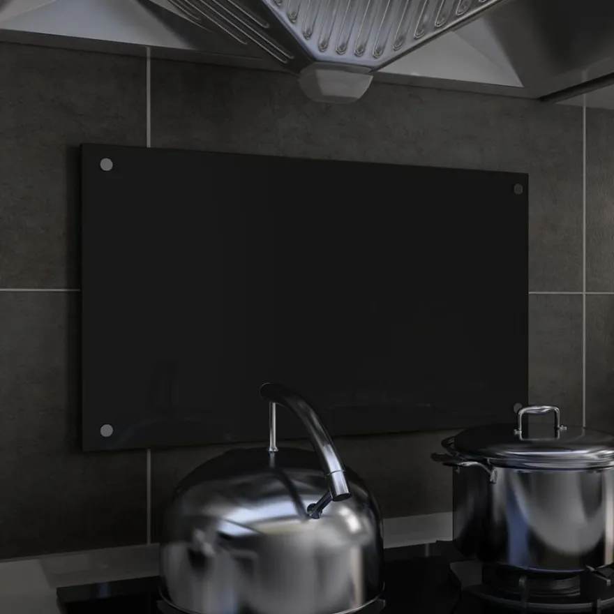 Keittiön roiskesuoja musta 70x40 cm karkaistu lasi