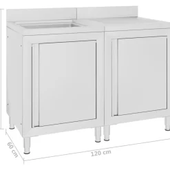Keittiön tiskiallaskaappi 120x60x96 cm ruostumaton teräs