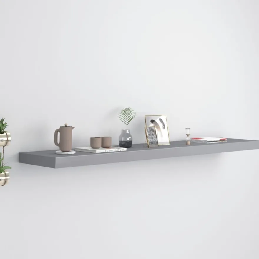 Kelluva seinähylly harmaa 120x23,5x3,8 cm mdf