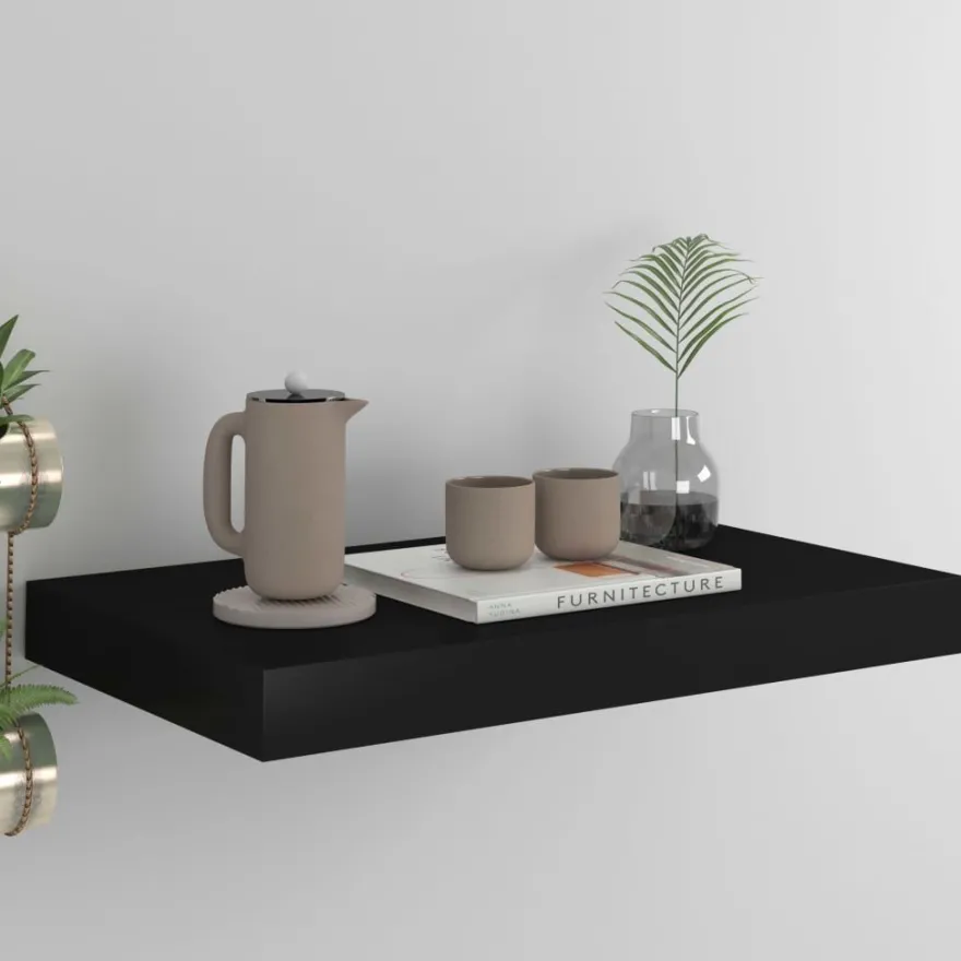 Kelluva seinähylly musta 40x23x3,8 cm mdf