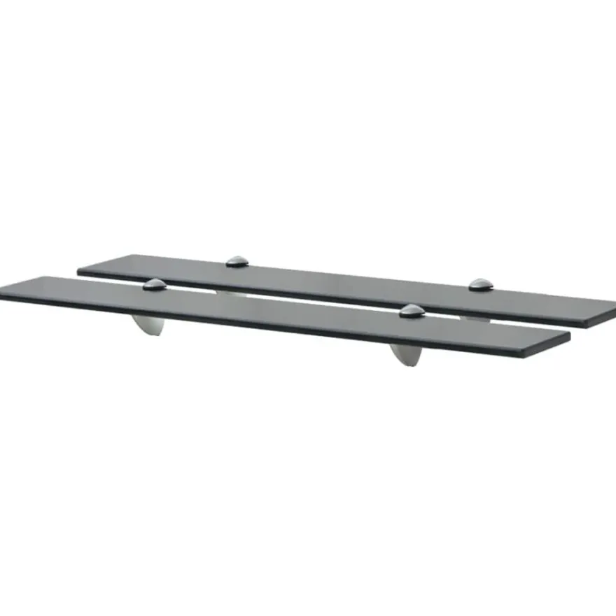 Kelluvat hyllyt, 2 kpl, lasi, 70x20 cm, 8 mm, musta