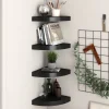 Kelluvat kulmahyllyt 4 kpl musta 25x25x3,8 cm mdf
