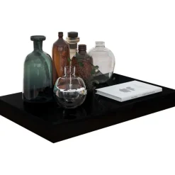 Kelluvat seinähyllyt 2 kpl korkeakiilto musta 40x23x3,8 cm