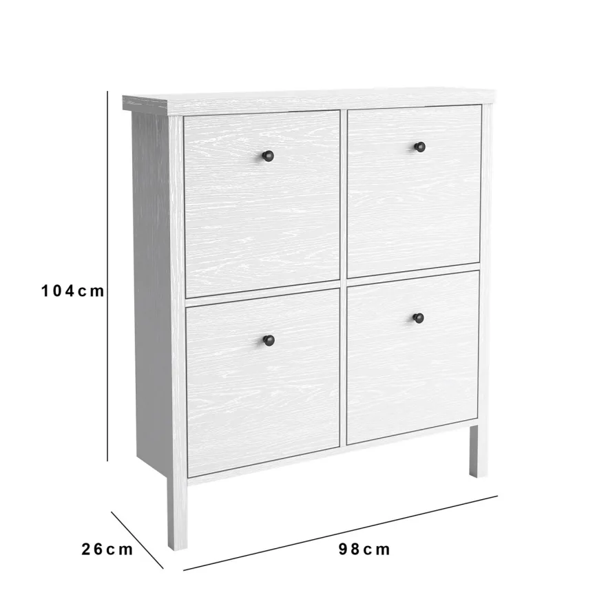 Kenkäkaappi Linento Furniture FRN-10048, valkoinen