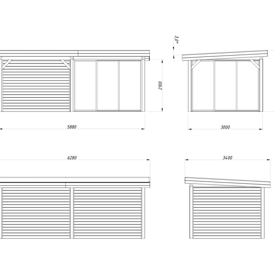 Kesähuone Palmako Lenna Set 405, sis.liukuovet 16,6 m²