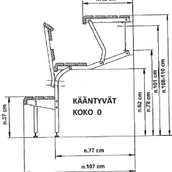 KIKKA lauderunkosarja, seinälle kääntyvä, alumiininen, eri kokovaihtoehtoja