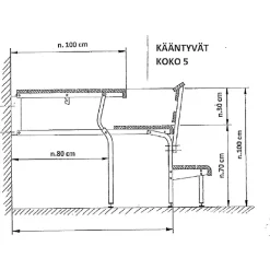 KIKKA lauderunkosarja, seinälle kääntyvä, alumiininen, eri kokovaihtoehtoja