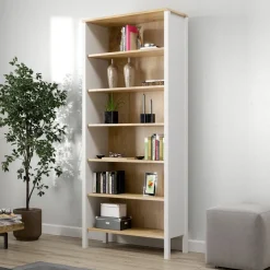 Kirjahylly Linento Furniture FRN-20068, 83x194cm, ruskea/valkoinen