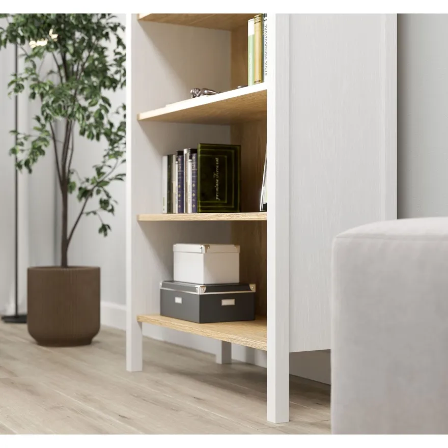 Kirjahylly Linento Furniture FRN-20068, 83x194cm, ruskea/valkoinen