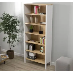 Kirjahylly Linento Furniture FRN-20068, 83x194cm, ruskea/valkoinen