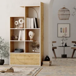 Kirjahylly Linento Furniture Half, valkoinen/tammi