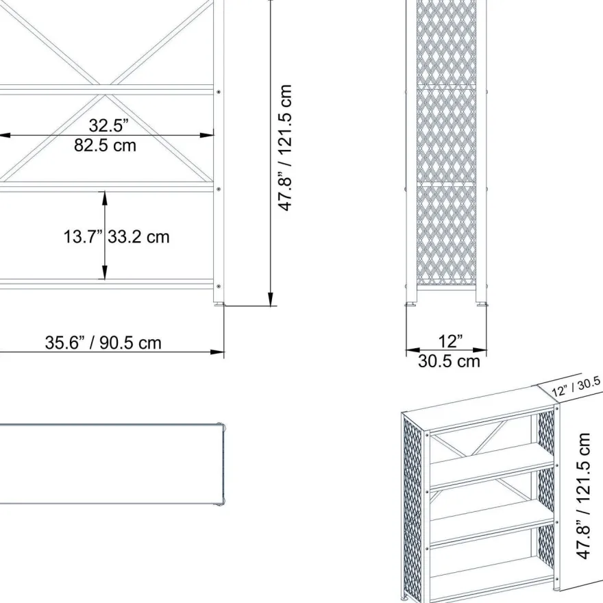 Kirjahylly Linento Furniture Shenna, valkoinen/musta