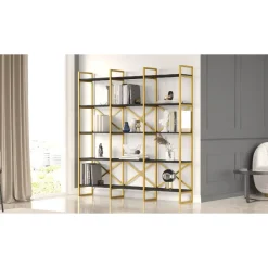Kirjahylly Linento Furniture VG6-LB musta/kulta