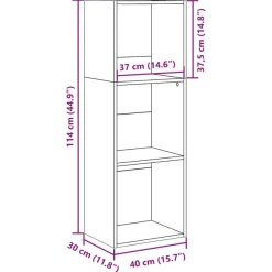Kirjahylly vanha puu 40x30x114 cm tekninen puu (57874)