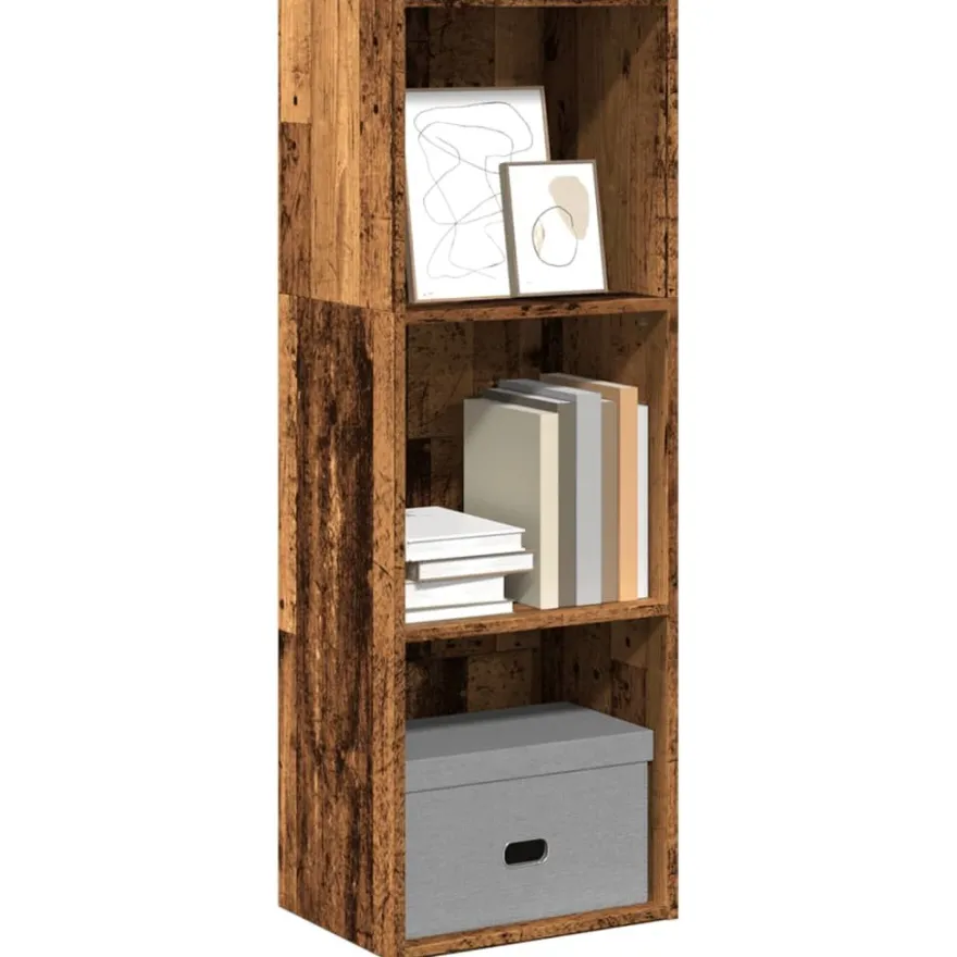 Kirjahylly vanha puu 40x30x114 cm tekninen puu (57874)