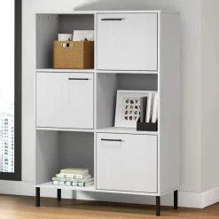 Kirjakaappi Oslo 90x35x128,5cm, metallijalat, täyspuu, eri värejä