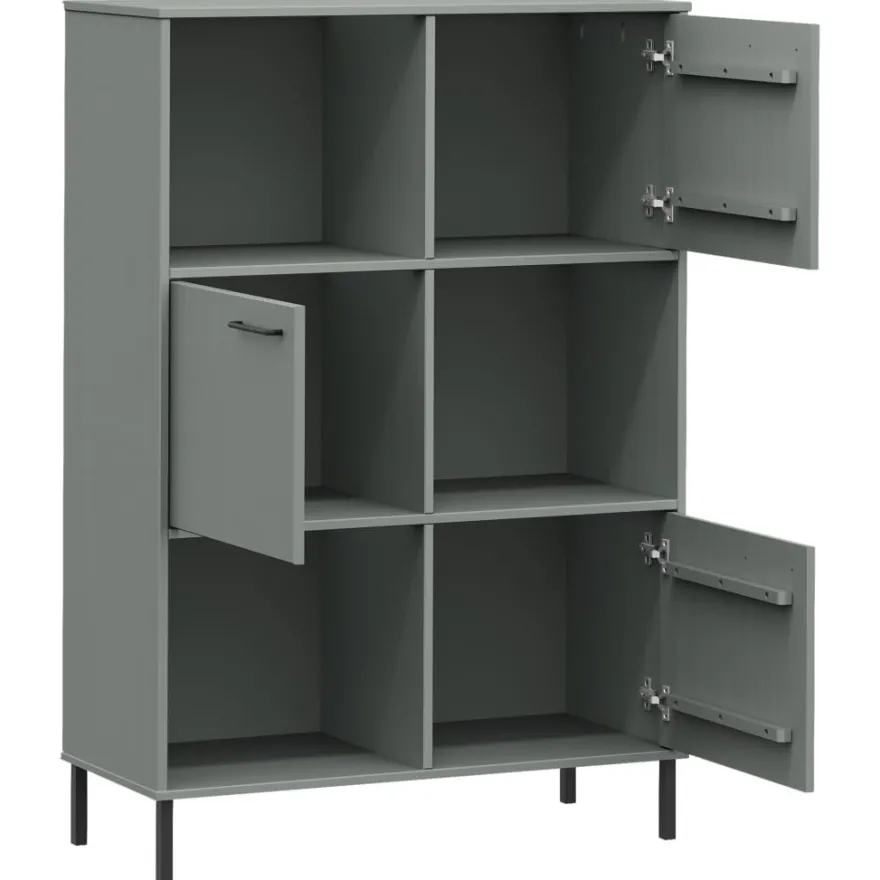 Kirjakaappi Oslo 90x35x128,5cm, metallijalat, täyspuu, eri värejä
