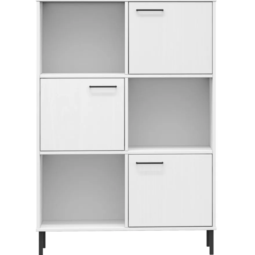 Kirjakaappi Oslo 90x35x128,5cm, metallijalat, täyspuu, eri värejä