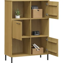 Kirjakaappi Oslo 90x35x128,5cm, metallijalat, täyspuu, eri värejä