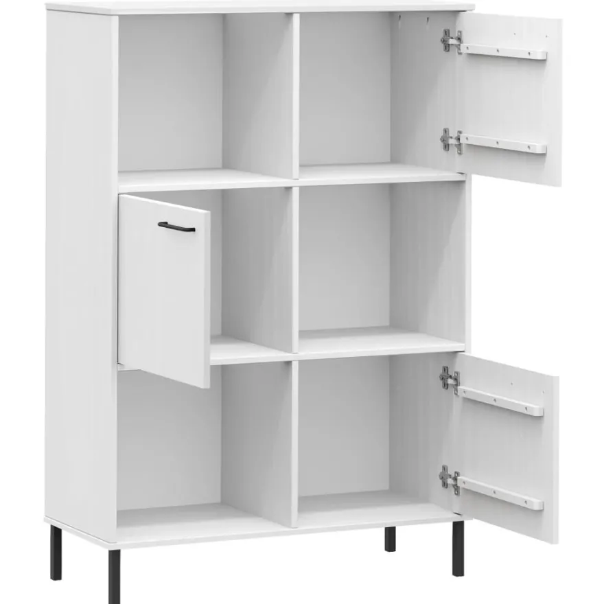 Kirjakaappi Oslo 90x35x128,5cm, metallijalat, täyspuu, eri värejä