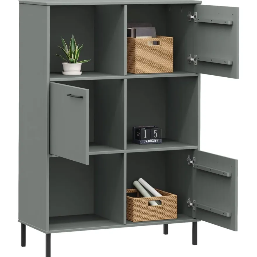 Kirjakaappi Oslo 90x35x128,5cm, metallijalat, täyspuu, eri värejä