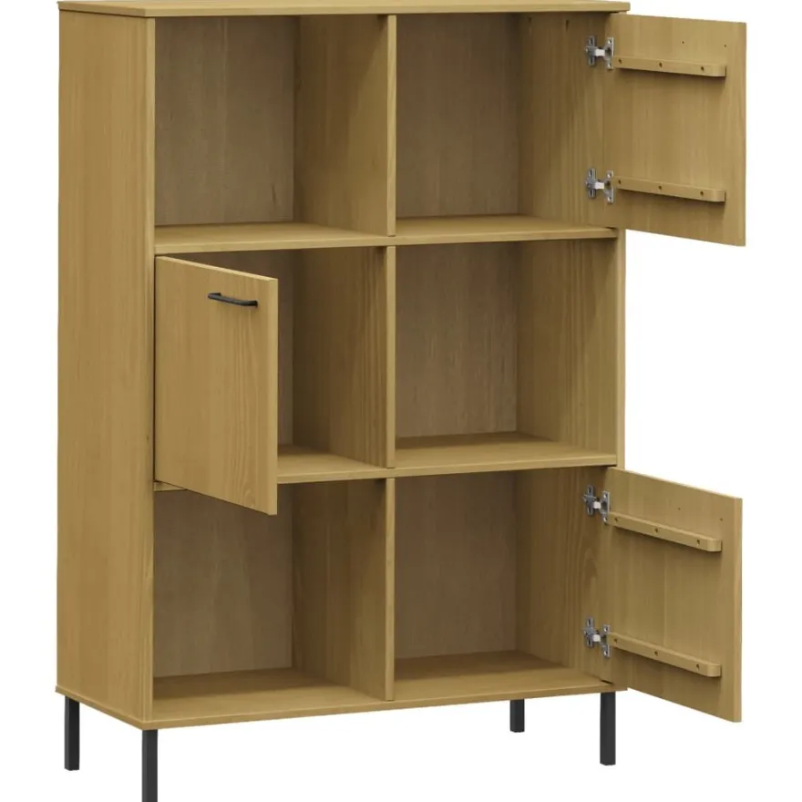 Kirjakaappi Oslo 90x35x128,5cm, metallijalat, täyspuu, eri värejä