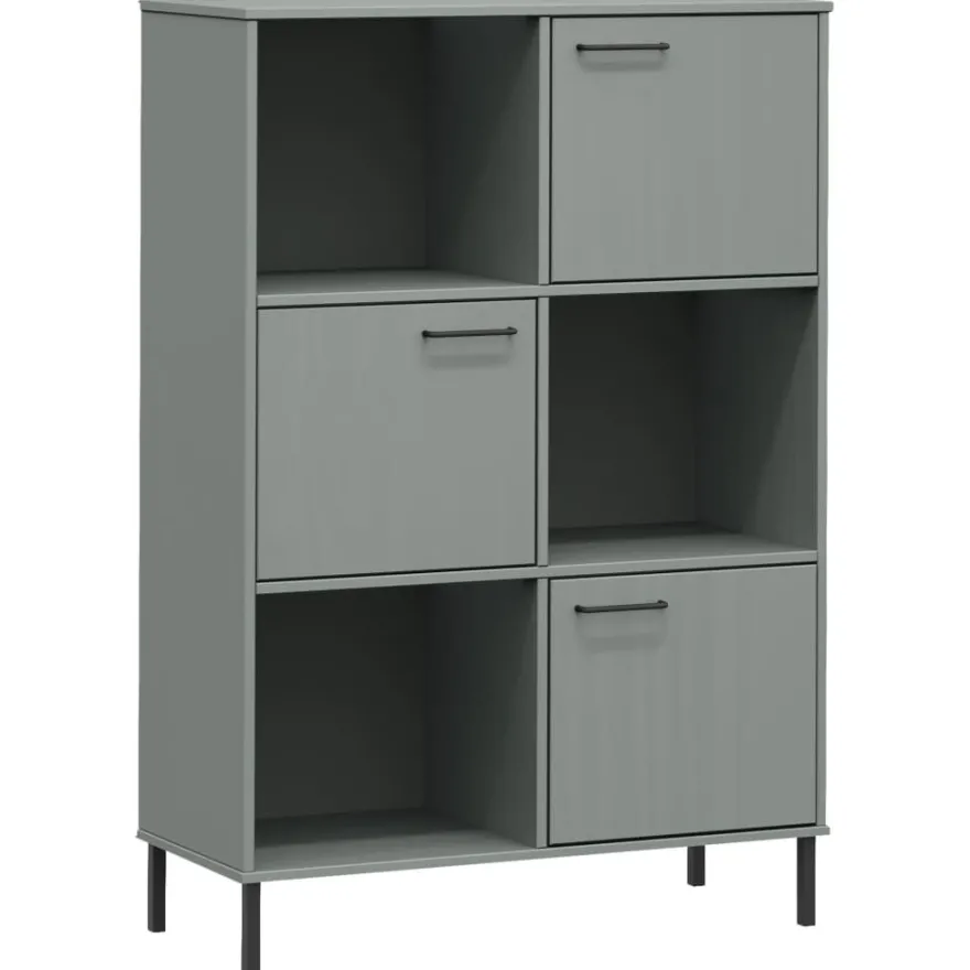 Kirjakaappi Oslo 90x35x128,5cm, metallijalat, täyspuu, eri värejä