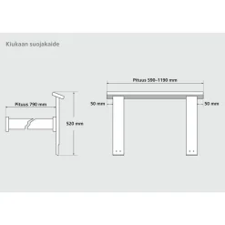 Kiuassuojakaide Hermanni, 690mm, puuvalmis, eri vaihtoehtoja